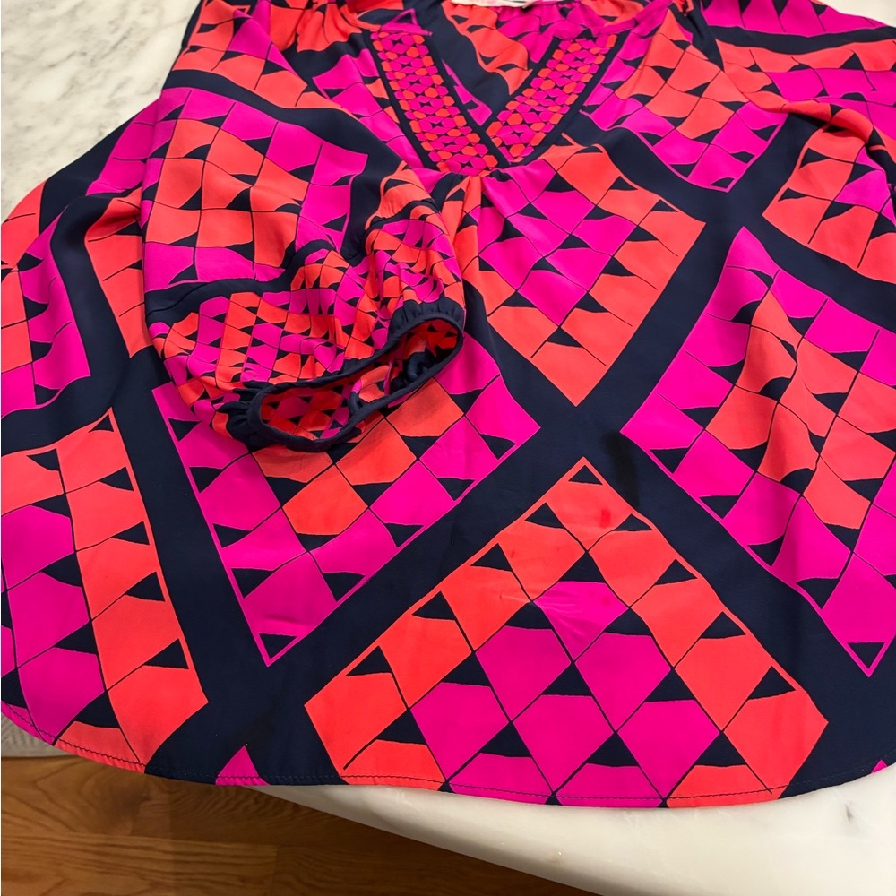 Alice & Trixie Pink and Navy Geometric Blouse
